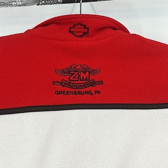 Harley Davidson red white fleece pullover size large - Picture 8 of 8